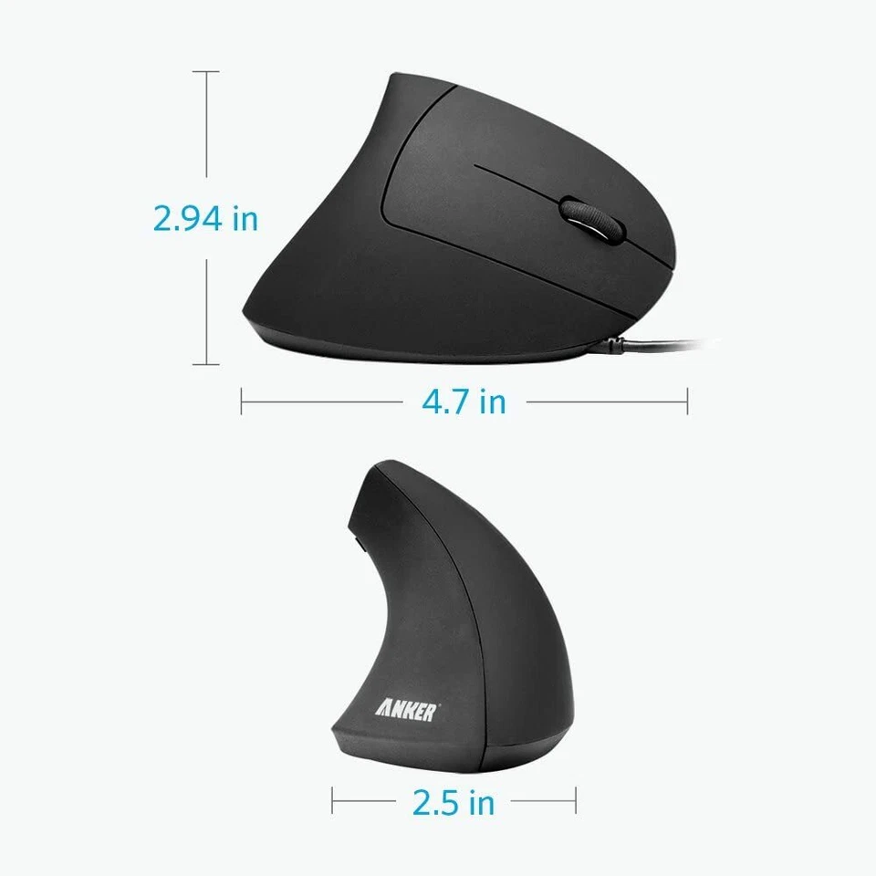 Anker Ergonomic Optical Vertical Mouse 1000/1600 DPI 5 Key Gaming Mice|USB Wired - Image 3 of 4
