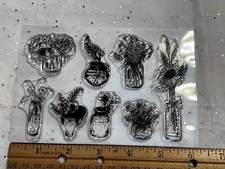 NEW Flowers in Pots Floral 6.5x4.8 - Clear STAMP -Save when you buy more