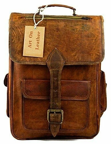 Leather Bag Real Backpack Travel Rucksack Handmade Laptop Men New