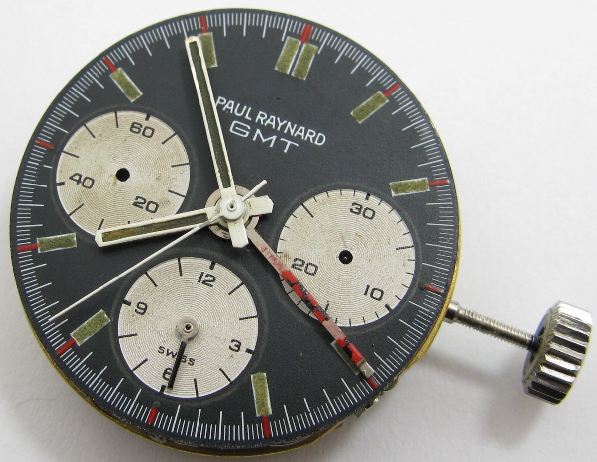 Valjoux 724 GMT chronograph 17 j. Watch Movement & panda dial for
