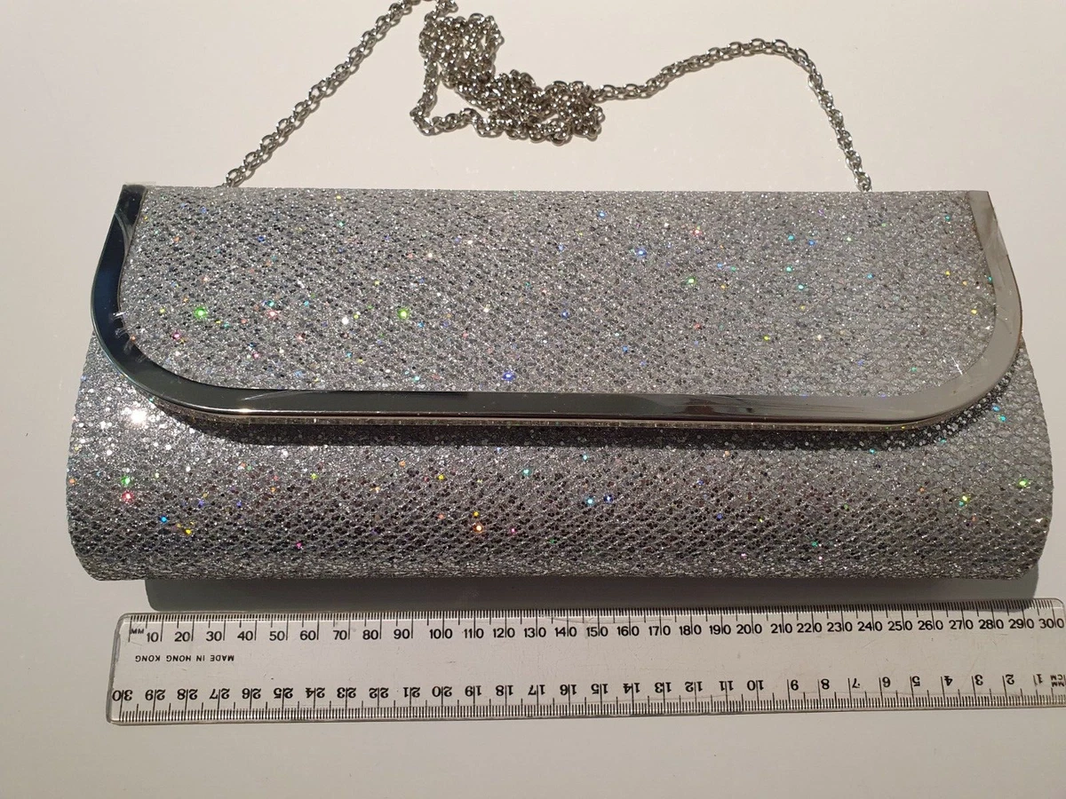 Colette Silver Glitter Hardcase Evening Bag Clutch eBay