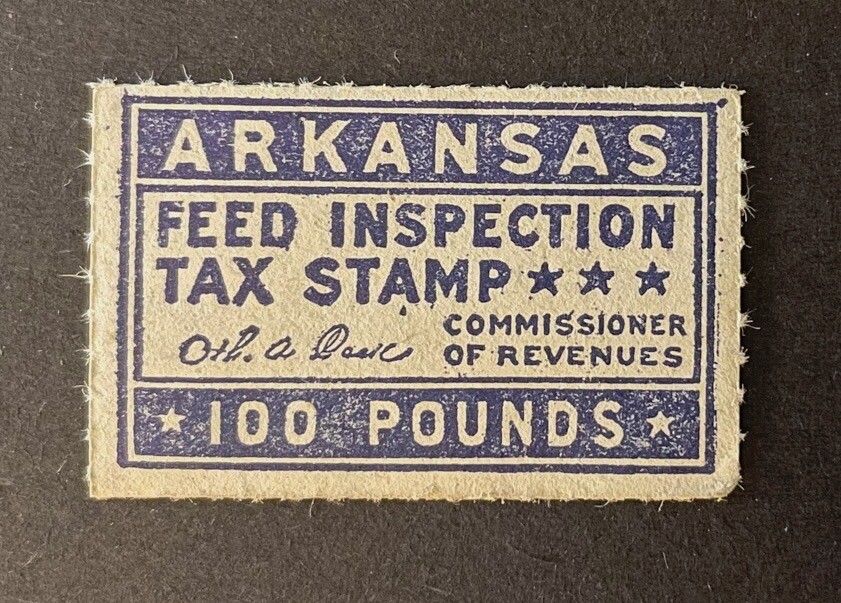 Arkansas State Revenue blue Feed Inspection Tax EF47a Thick