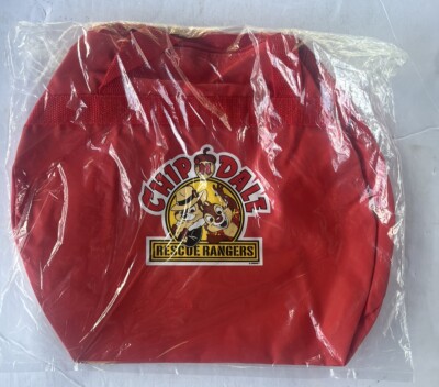 Chip  N Dale Rescue Rangers 14  Red Vinyl Zipper Duffle Bag Vintage Old Stock