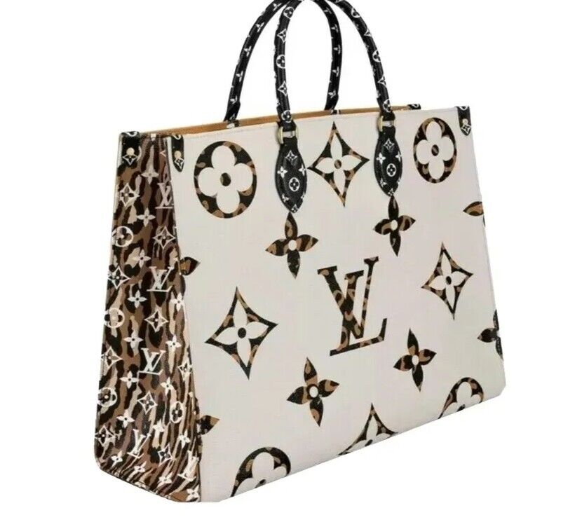 Louis Vuitton Black and Orange Jungle Giant Monogram Onthego Tote GM, 2019 (Very Good) , Brown/Orange/Beige Womens Handbag