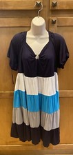 INC International concepts women’s striped blue gray white dress plus size 0X