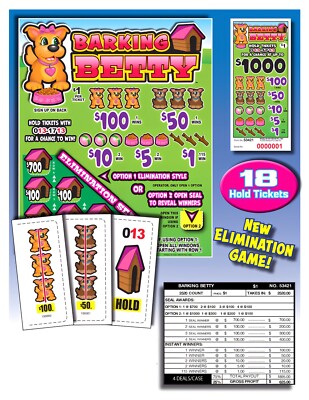 Pull Tab Ticket - Hard Card - Game - Barking Beatty #2 - 2,520 ct