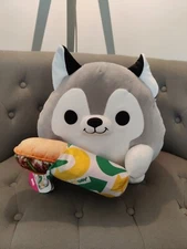 ZURU Snackles Subway Husky Nigel 14" Plush Super Soft Stuffed Animal Gray New 