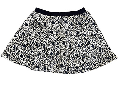 NWT Hem and Thread Navy Blue /White Pull On Stretchy Textured A-Line Skirt Small