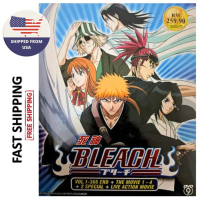 BLEACH Ep.1-366 End Anime DVD + 4 Movie + 2 Special + Live Action English Dubbed