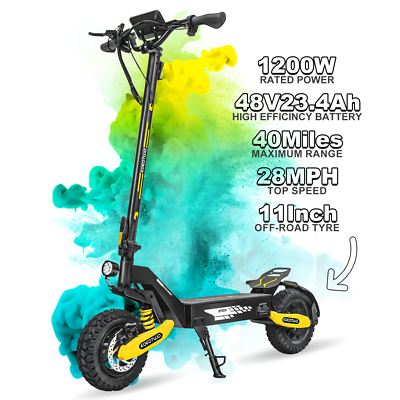 #ad Off road Electric Scooter for Adult 48V 23.4AH 28MPH 40Miles 1200WE Scooter $629.00