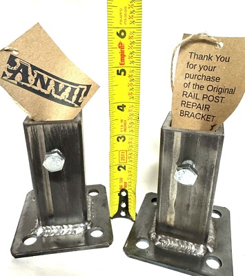 3 3/4'' Repair Outdoor Step RAILING 1'' Sq POSTS slip INSIDE Base 2pk NO Weld! PP
