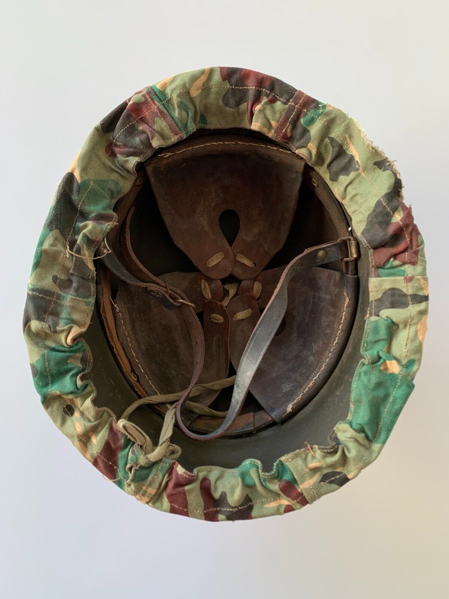 VTG Old Spanish Z42 Helmet w Reversible Amoeba Cover Paratroopers