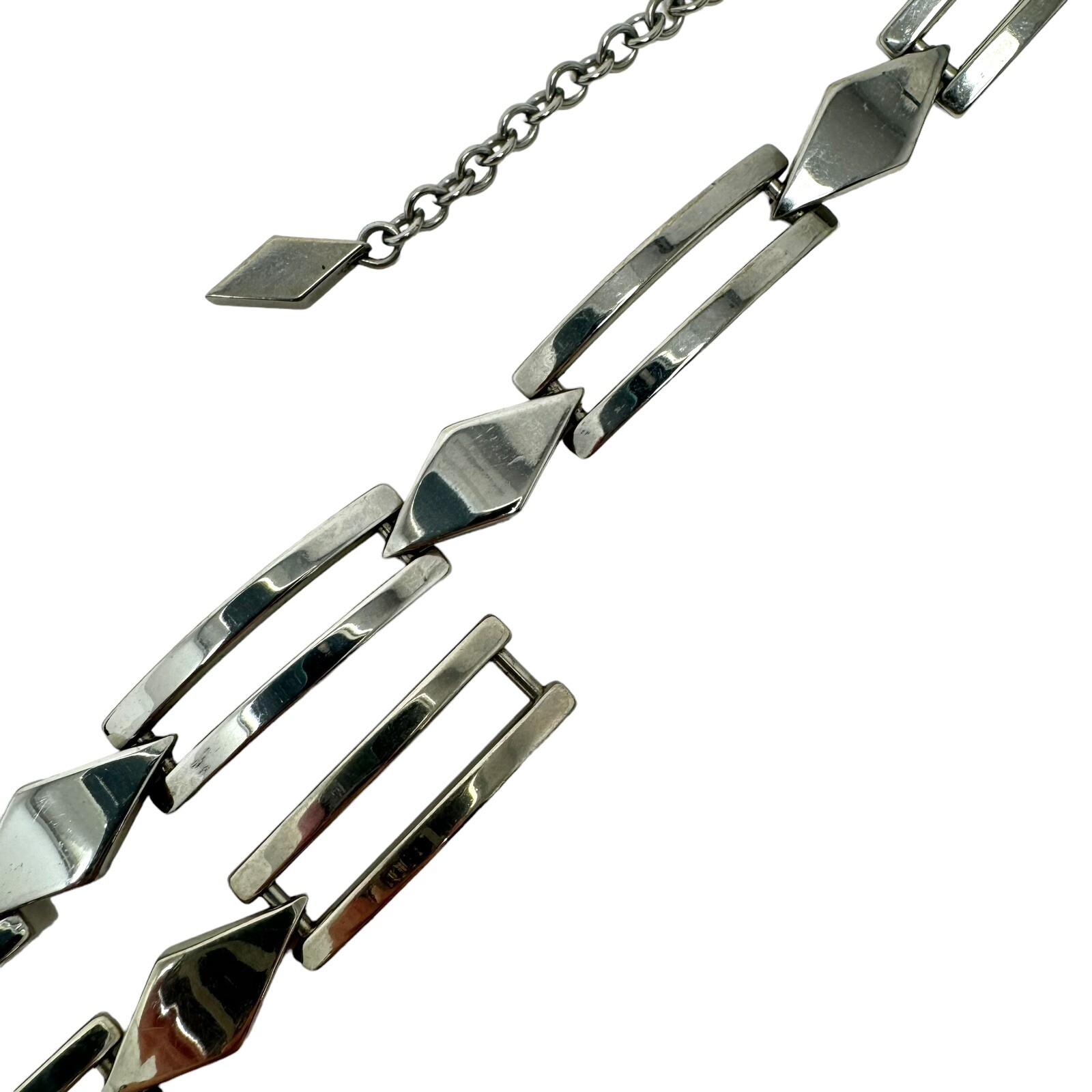 Vintage Silver Tone Curved Rectangular Link Neckl… - image 9