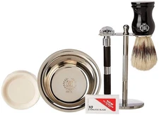 Shaving 6 Piece Set DE Safety razor & Brush Men's Gift Kit Men Wet Shave Classic