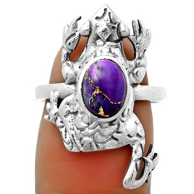 Frosch - Kupfer lila Türkis 925 Sterling Silber Ring Gr.7,5 Schmuck R-1113