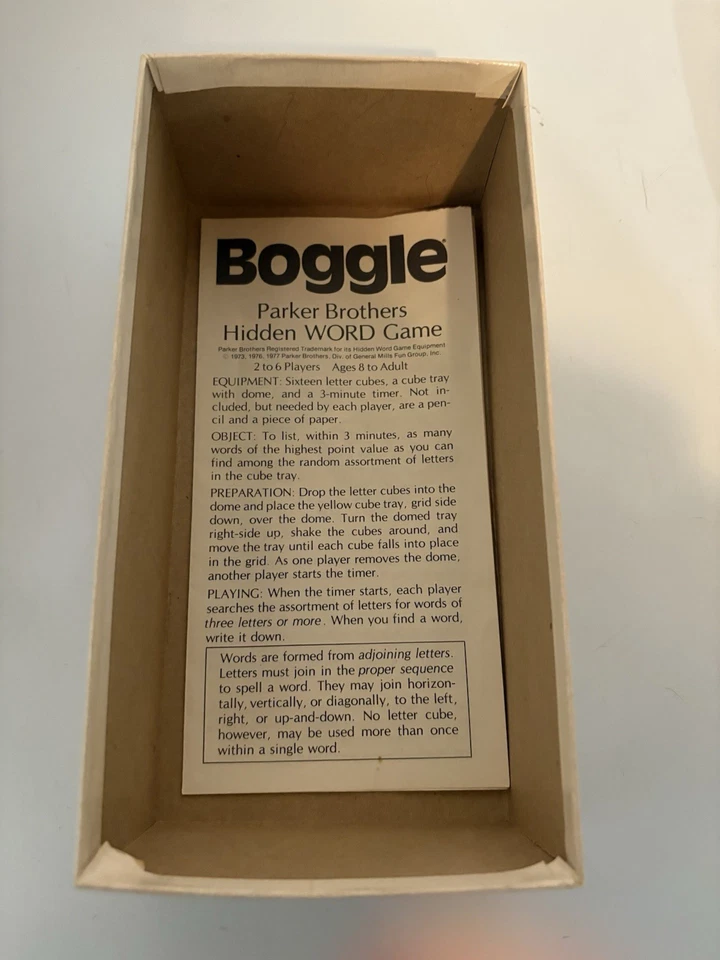 Parker Brothers Boggle Hidden Word Game No.104 1976 Vintage, Complete Set - Image 3 of 4