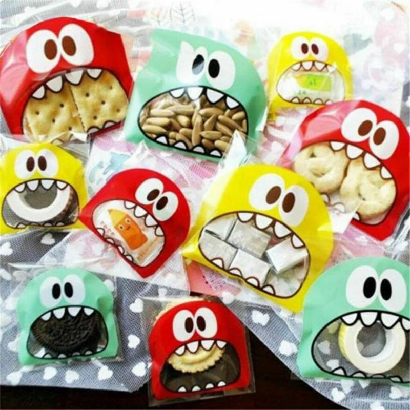 100pcs Biscuit Sweet Bag Self-Adhesive Cello Gift Foodie Monster Seal Treat Bag - Image 3 of 4