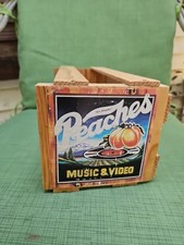 Vintage CD Crate Peaches Music & Video Wooden Storage Box Cds Display 