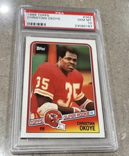 1988 Topps #363 Christian Okoye ROOKIE RC PSA 10 Graded Football Card NFL GEM. rookie card picture