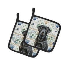 Caroline's Treasures Black Labrador Retriever Coastal Sea Glass Pair Potholders