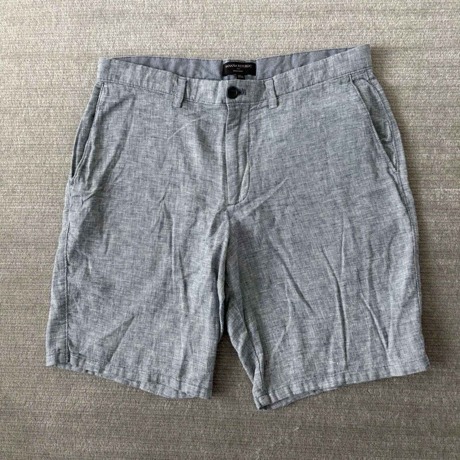 Banana Republic Aiden Shorts Mens 34 Blue Linen Blend Resort Vacation Outdoor