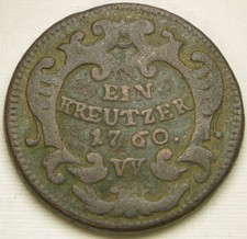 AUSTRIA 1 Kreuzer 1760 W - Copper - Franz I. - VF - 727 *