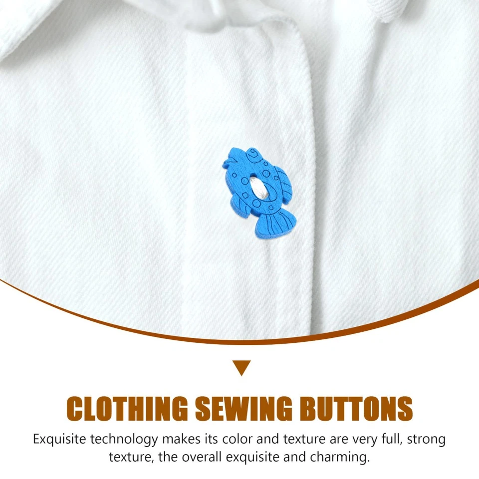 100pcs Wooden Fish Buttons Animal Buttons Wooden DIY Craft Sewing fish buttons - Image 4 of 4