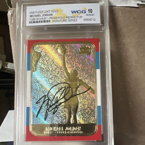 Michael Jordan 1998 Fleer 23KT Gold Signature Series Auto Prism Holo WCG 10
