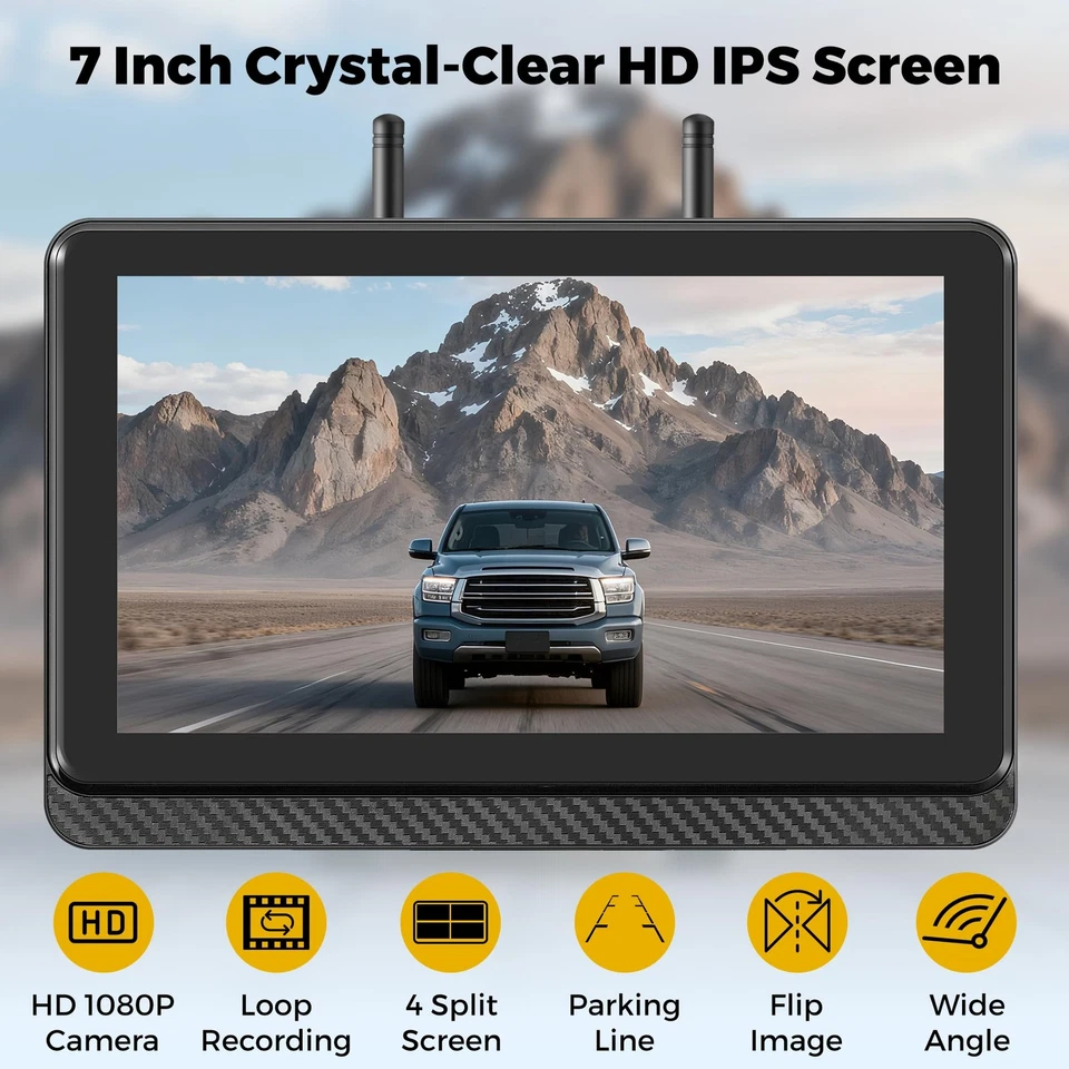 Wireless Backup Camera with 7" HD LCD Monitor & DVR for RV, Truck, Camper - Image 3 of 4