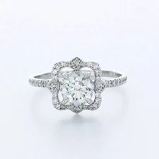 Side Stone Engagement Ring Halo Platinum 1.98 CT Round Lab-Grown Diamond I VS1