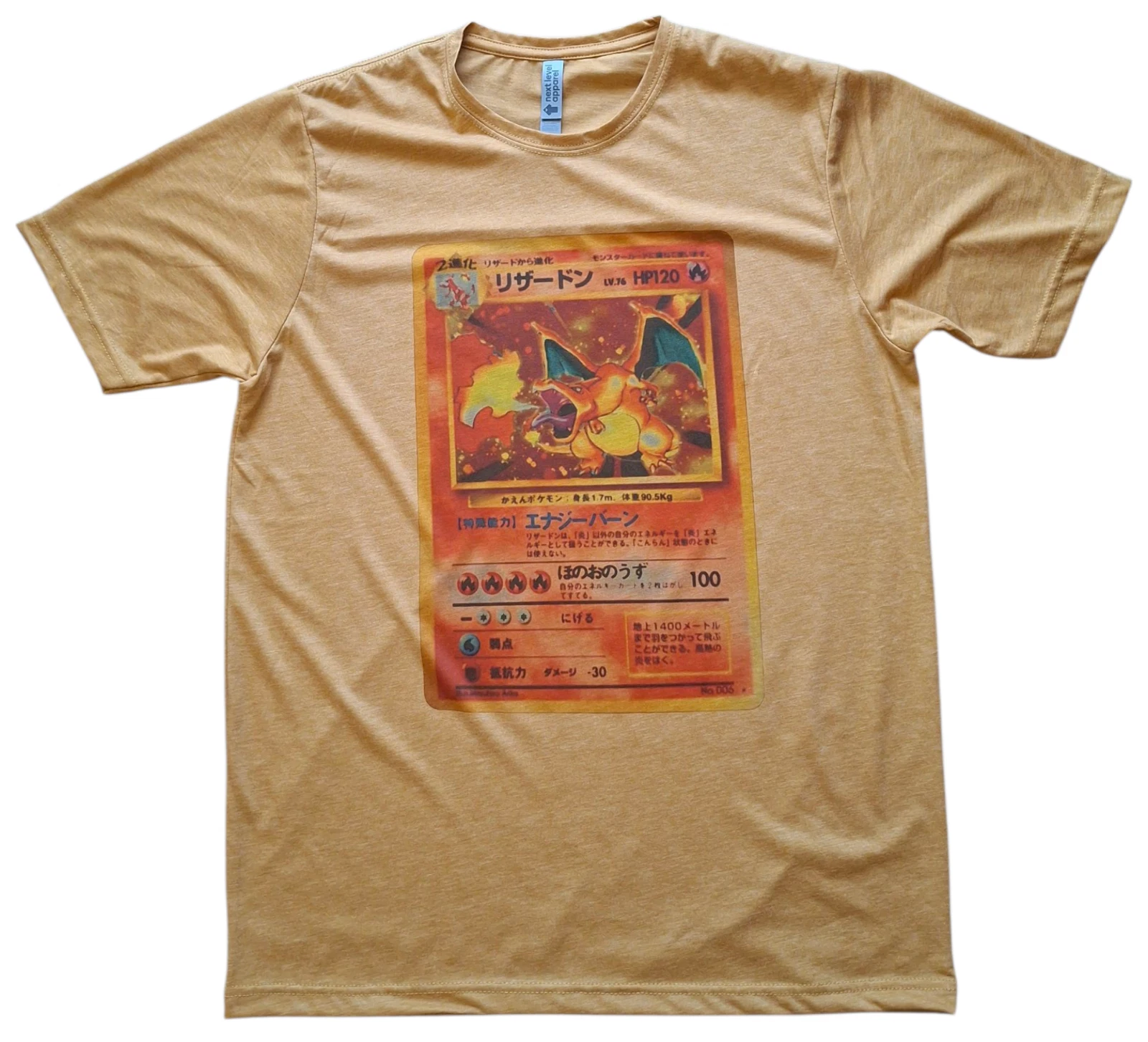 Men's Charizard Pokémon Card T-shirt Retro Vintage Gold New Gift Idea Soft Style