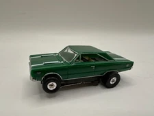 RARE Vintage Model Motoring Slot Car HO '67 Plymouth GTX Green W/ White Stripes