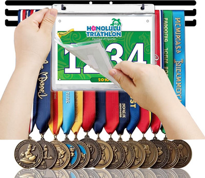 Bib Race Medal Holder Wall Hanger,Marathon Medal Display and Runner Medal
