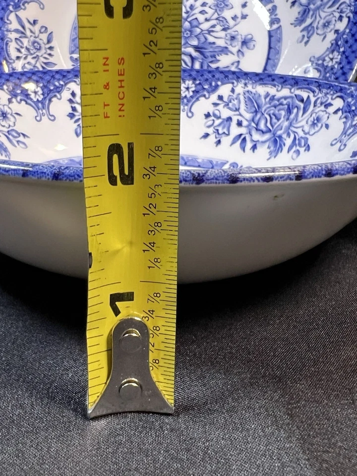 VTG Set 2 Kew Blue Coupe Cereal Bowls Wood & Sons England Floral Trellis 6.5" - Image 4 of 4