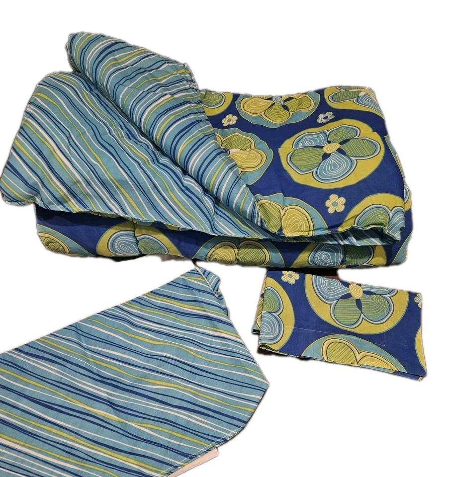 Vintage Y2K Springs Bright Flower Geometric Blue Green Twin Comforter Set Crisp - Image 2 of 4