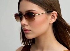 Retro Sunglasses Women Eyewear Gradient Brown Lens Modern Outdoor Business Style