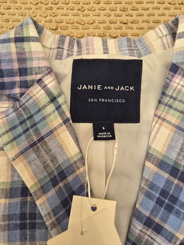 Janie and jack New Blazer Jacket Coat checkered pattern Dress Coat 6 Boys Kids - Picture 3 of 6