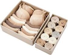 Underwear Drawer Organizer 2 Pack - Foldable Fabric Storage Bins for Dresser