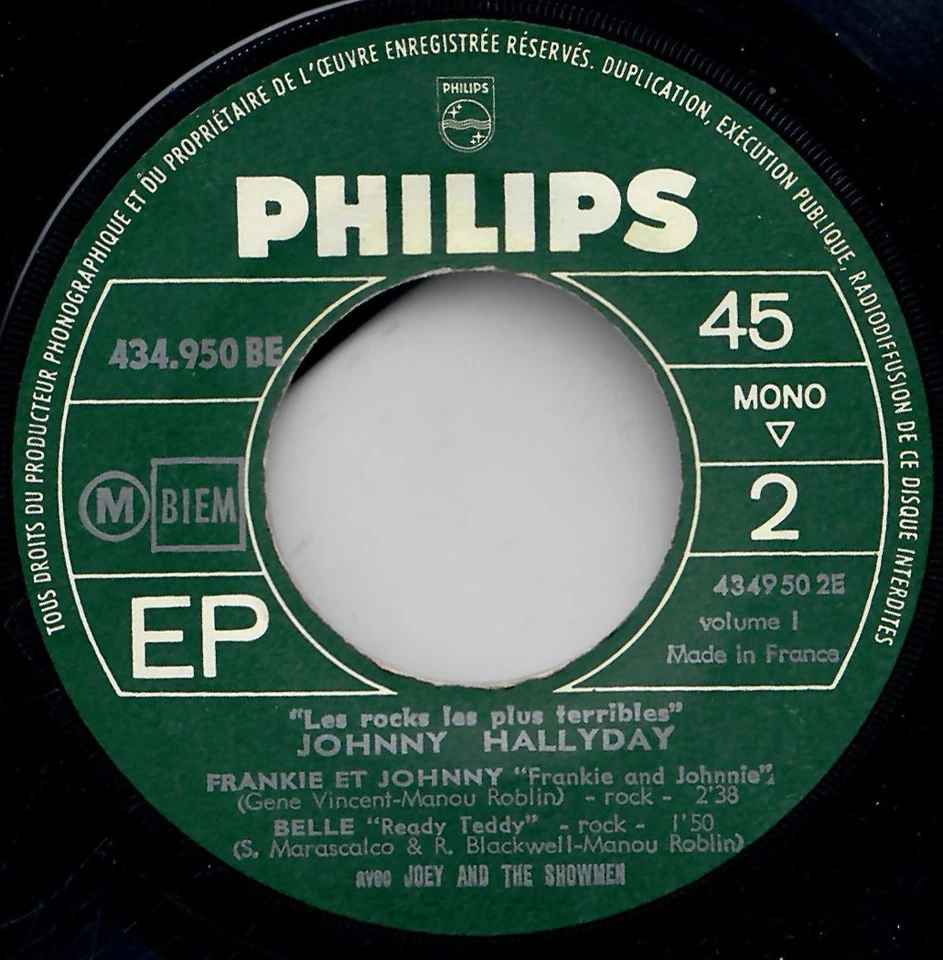 JOHNNY HALLYDAY Les Rocks Les Plus Terribles Vol.1  1964 sans imprimeur EP 45T - Photo 3/4