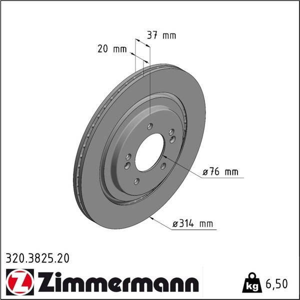 2X Zimmermann 320.3825.20 Bremsscheibe FüR KIA Optima JF-image