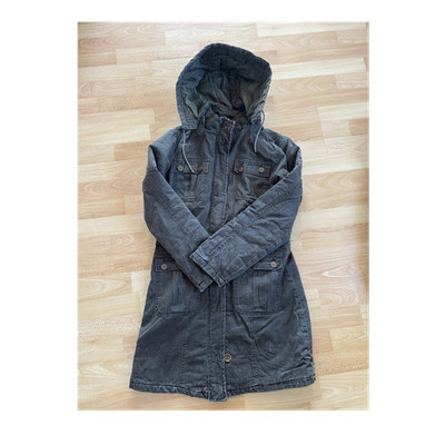 Damen Winterjacke Parka Khaki Kapuze Lang Gr XS S