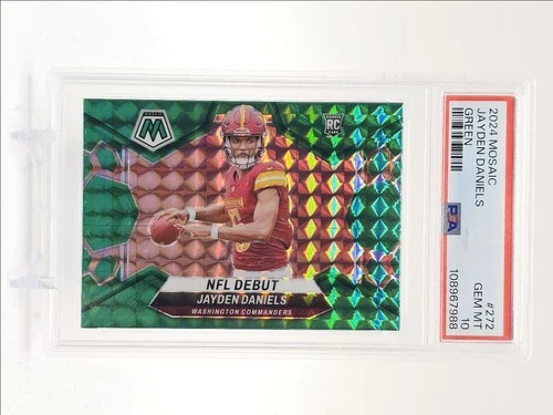 JAYDEN DANIELS 2024 MOSAIC NFL DEBUT ROOKIE FOOTBALL GREEN RC PSA 10 Q1300