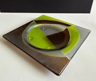 Signed Shepardson Studios Dichroic Fused Art Glass Dish/Coaster  5” Square — photo 4