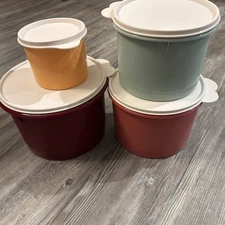 Tupperware Classic Stacking Fridge Canister Set - Set Of 4 New