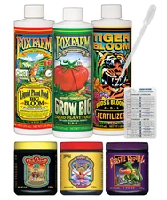 FoxFarm Nutrient Package Bundle Fertilizers, 66 oz with Twin Canaries Chart &