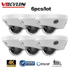 6 pack Vikylin 4K 8MP IP Camera LED IR Light POE Microphone No Subscription CCTV