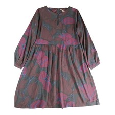 Ann Taylor LOFT Dress Women 14 Purple Knee Length Long Sleeve Floral Pockets NWT