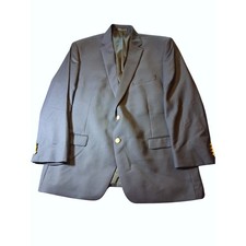 Lauren Ralph Lauren Mens 46R Navy Blue 100 Wool Blazer Gold Crest Button Jacket