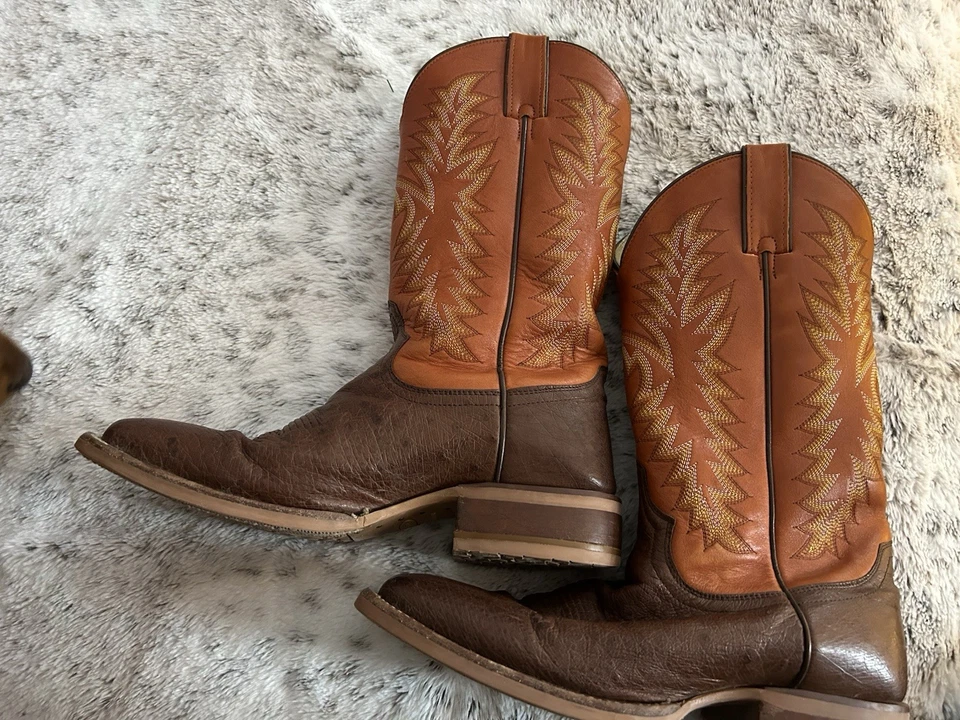 Botas Justin Cuero Avestruz Genuino Superior Suela de Goma Talla 9 D Usadas en Excelente Condición Foto 3 de 4