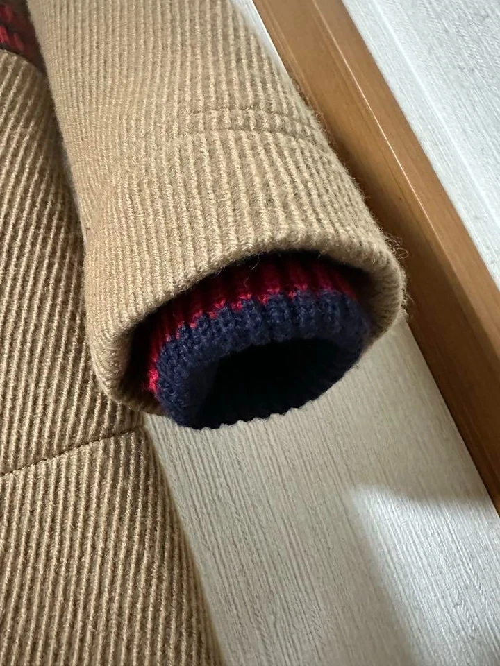 BAND OF OUTSIDERS Double-Breasted Coat Knit Accent Used Rare item Brown Beige - Image 4 of 4